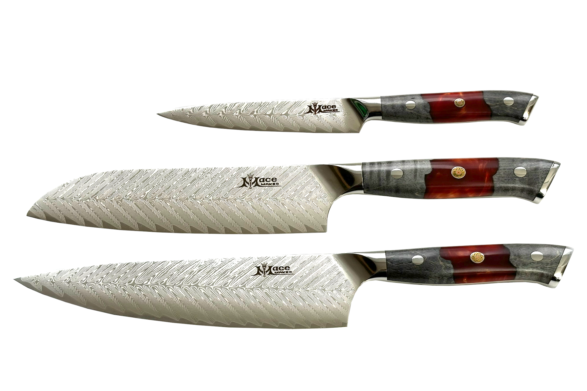 MaceMaker Red Snapper - SanMai Kitchen Knives - set of 3