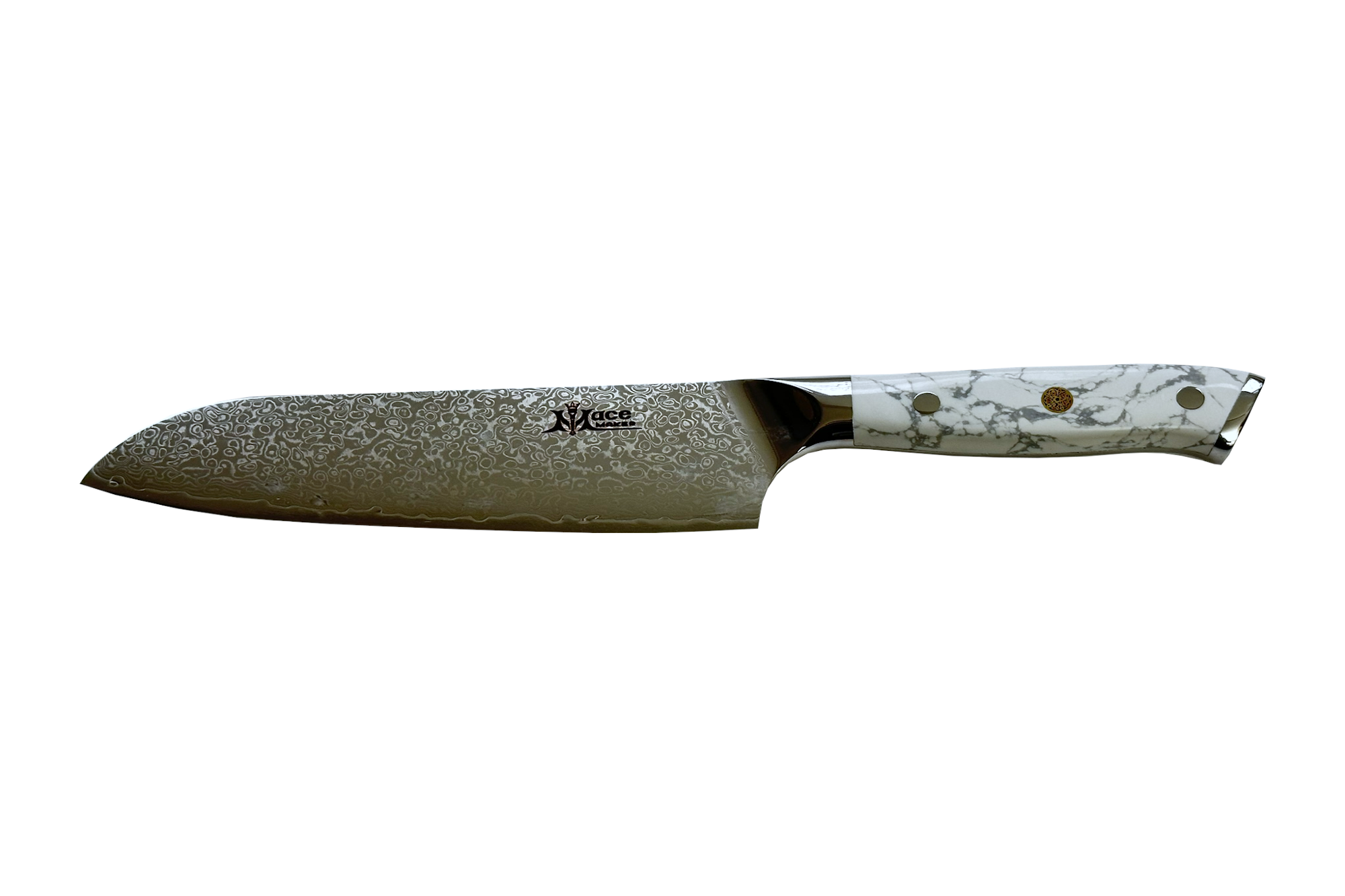 MaceMaker White Stone - SanMai Santoku Kitchen Knife